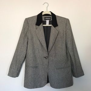 Vintage Wool and Velvet Herringbone Blazer